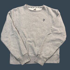Victorias Secret Pink Gray Crewneck Sweatshirt With Embroidered P Logo